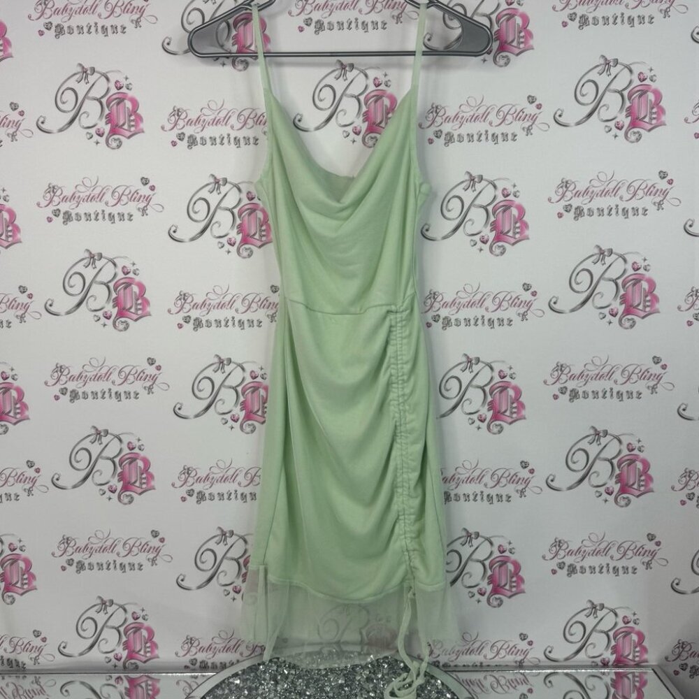 PrettyLittleThing dress cinched cinching mint Light Green Mini Dress